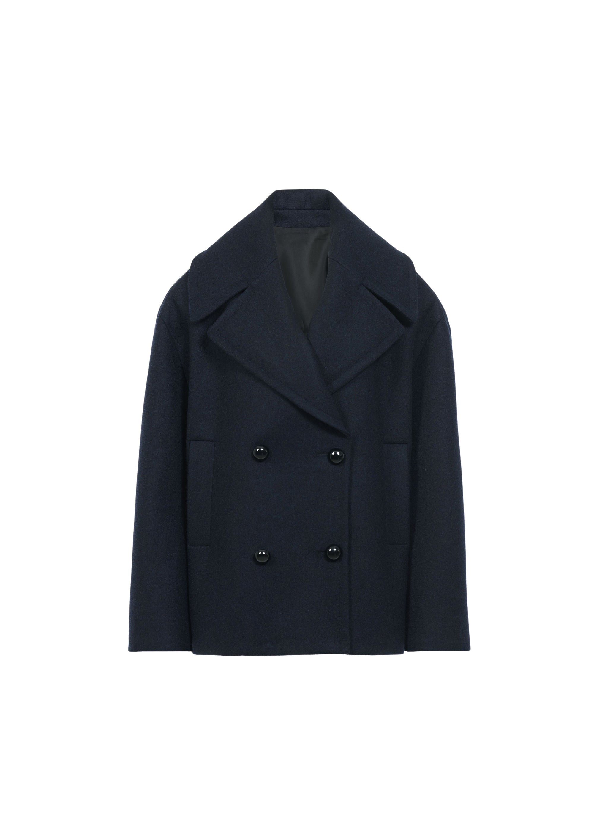 Oversized wool pea jacket - Navy