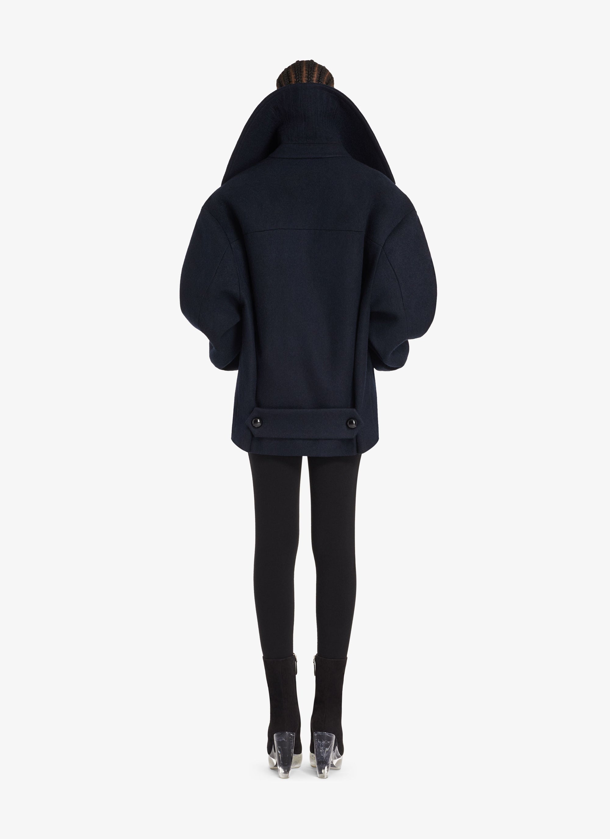 Oversized wool pea jacket - Navy