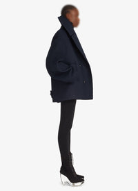 Oversized wool pea jacket - Navy