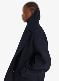 Oversized wool pea jacket - Navy