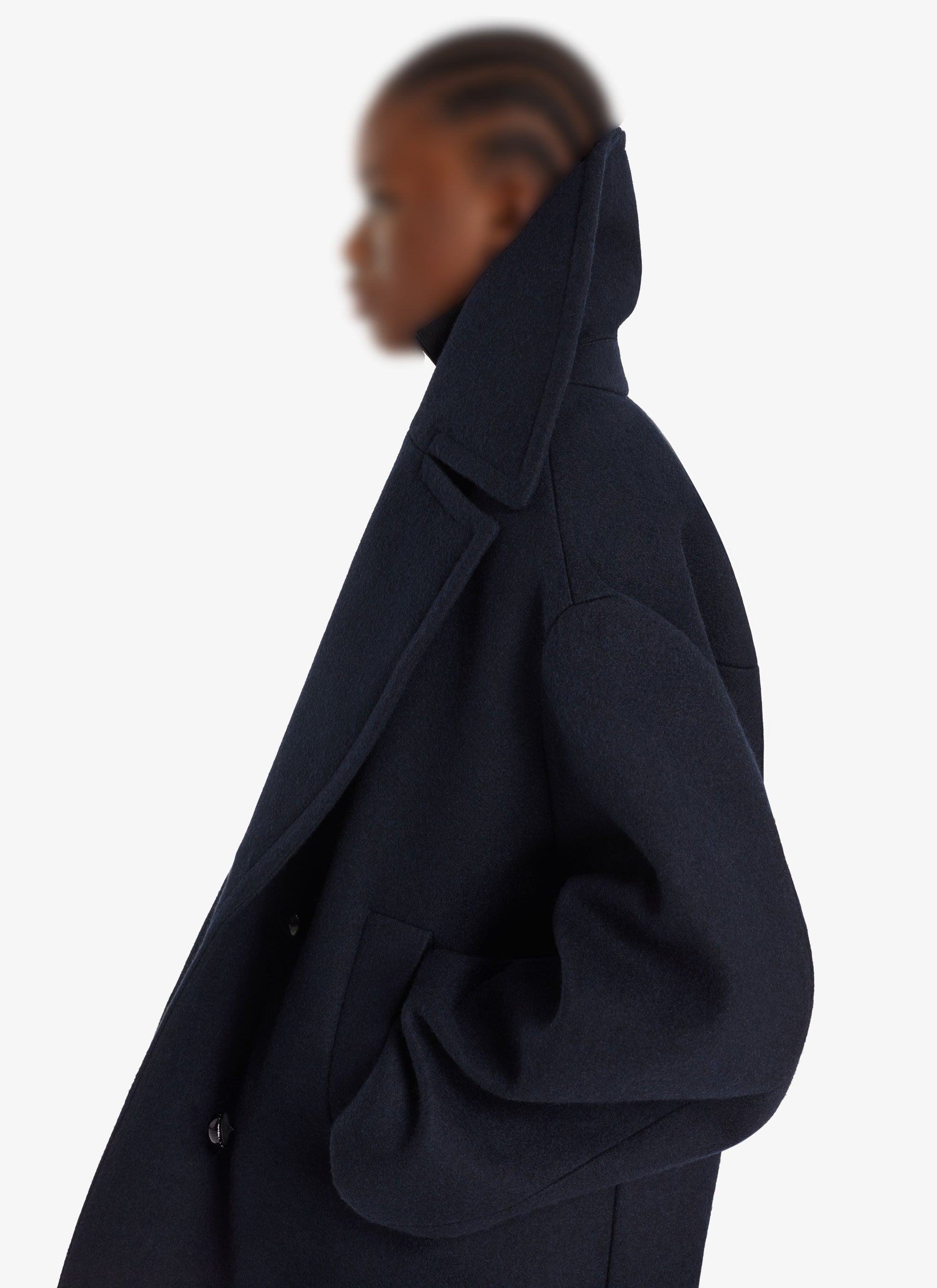 Oversized wool pea jacket - Navy
