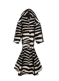 Maxi Zebra Coat in Leather - White & Black