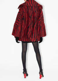 Tiger print wool pea jacket - Black & Red