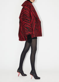 Tiger print wool pea jacket - Black & Red
