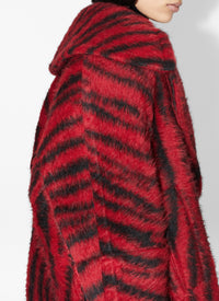 Tiger print wool pea jacket - Black & Red