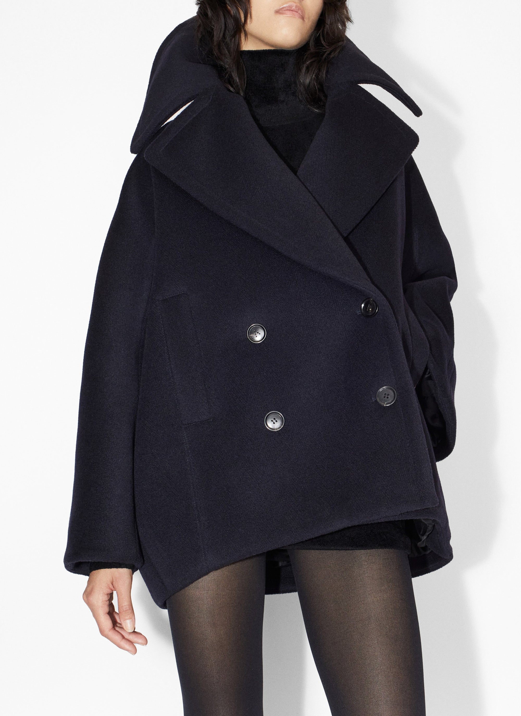 Caban oversize en laine - Marine