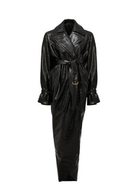Trench coat with embossed crocodile pattern - Black Alaïa