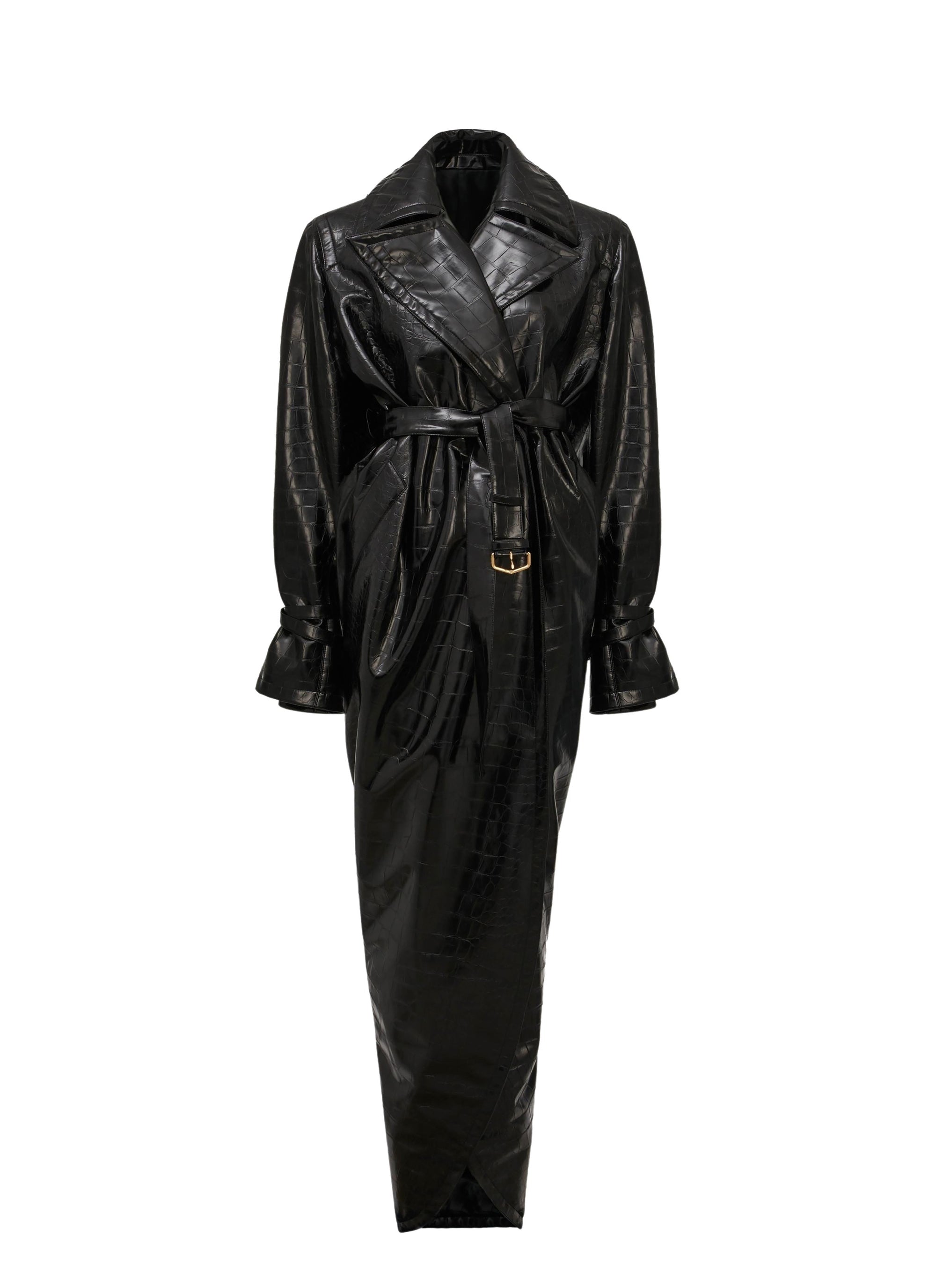Trench coat with embossed crocodile pattern - Black Alaïa