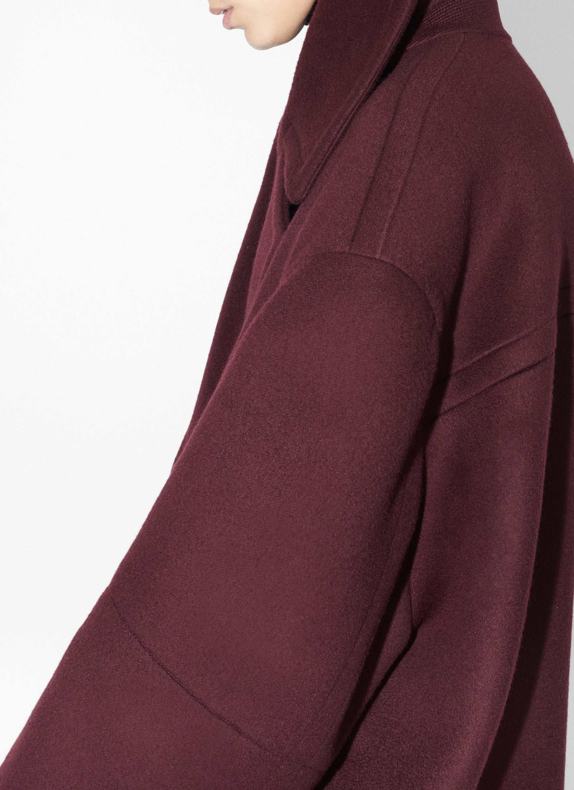 Manteau long en cachemire et laine - Burgundy