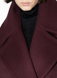 Manteau long en cachemire et laine - Burgundy