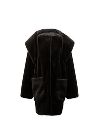Faux fur duffle coat - Ebony