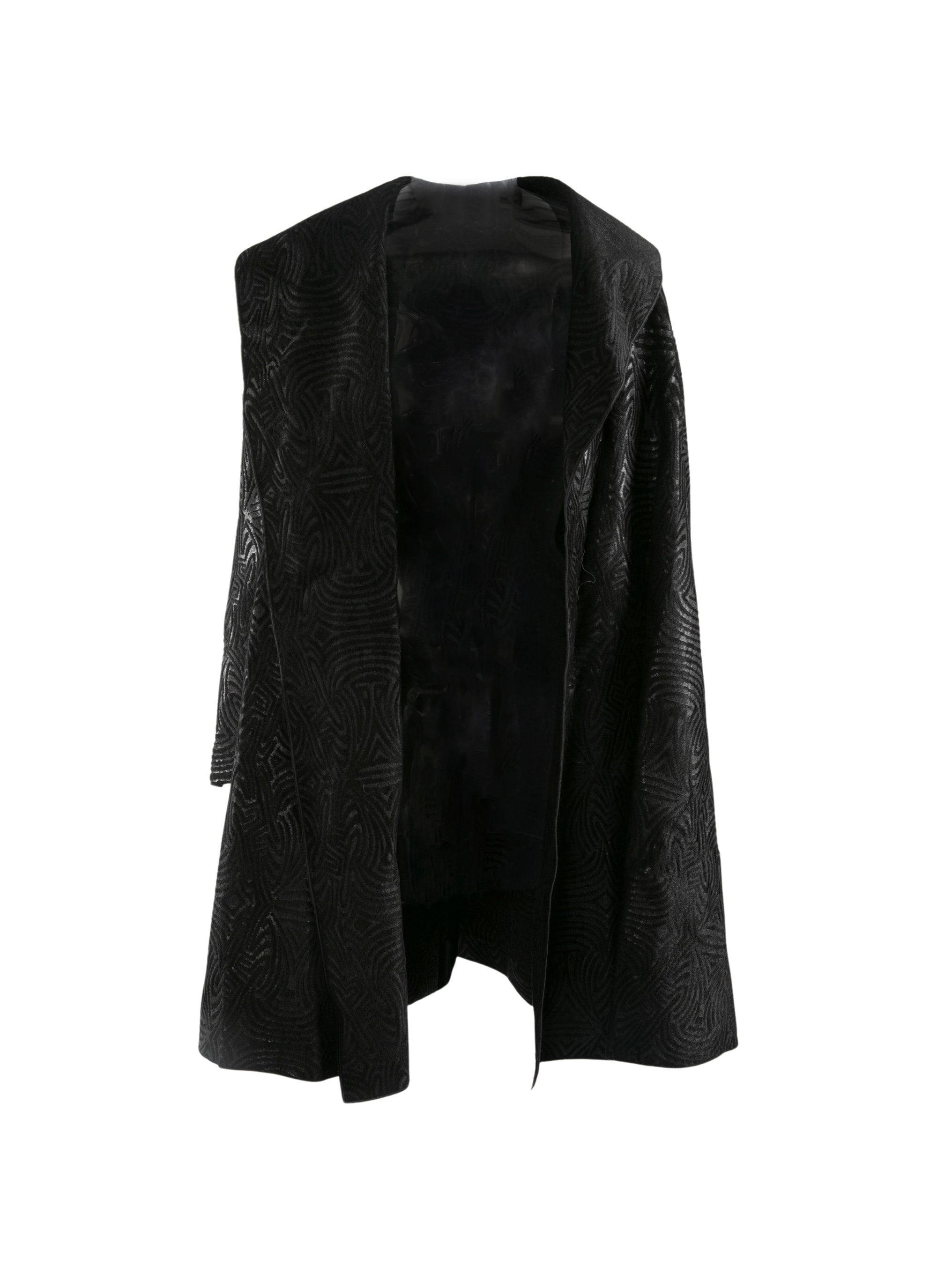 Manteau à motif géométrique brillant - Noir & Noir Brillant