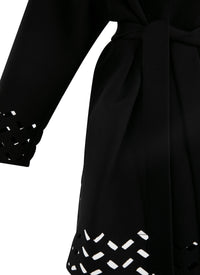 Belted wool coat with hems - Black