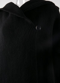 Manteau à capuche en laine - Noir