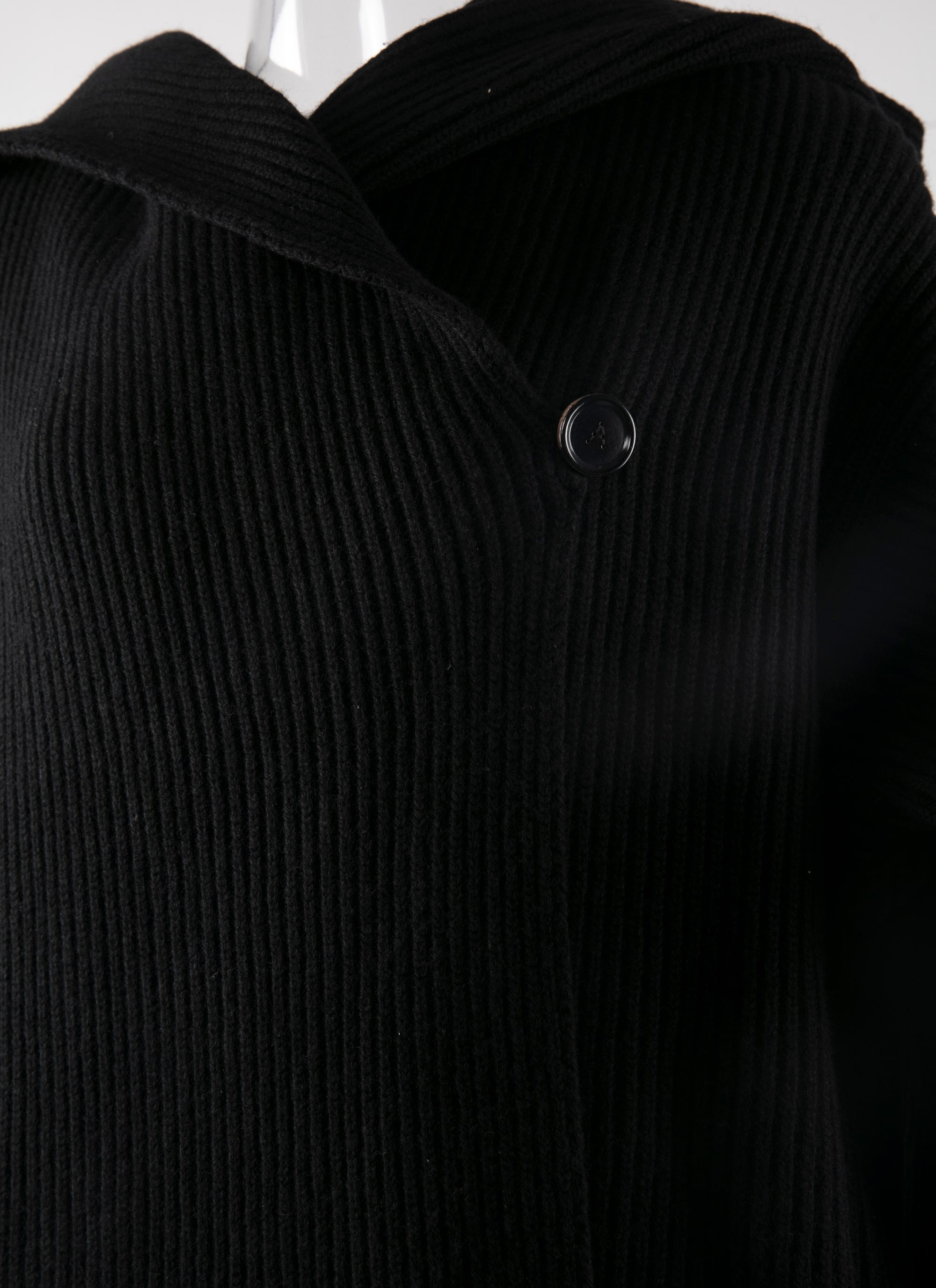 Manteau à capuche en laine - Noir