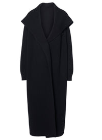 Manteau à capuche en laine - Noir
