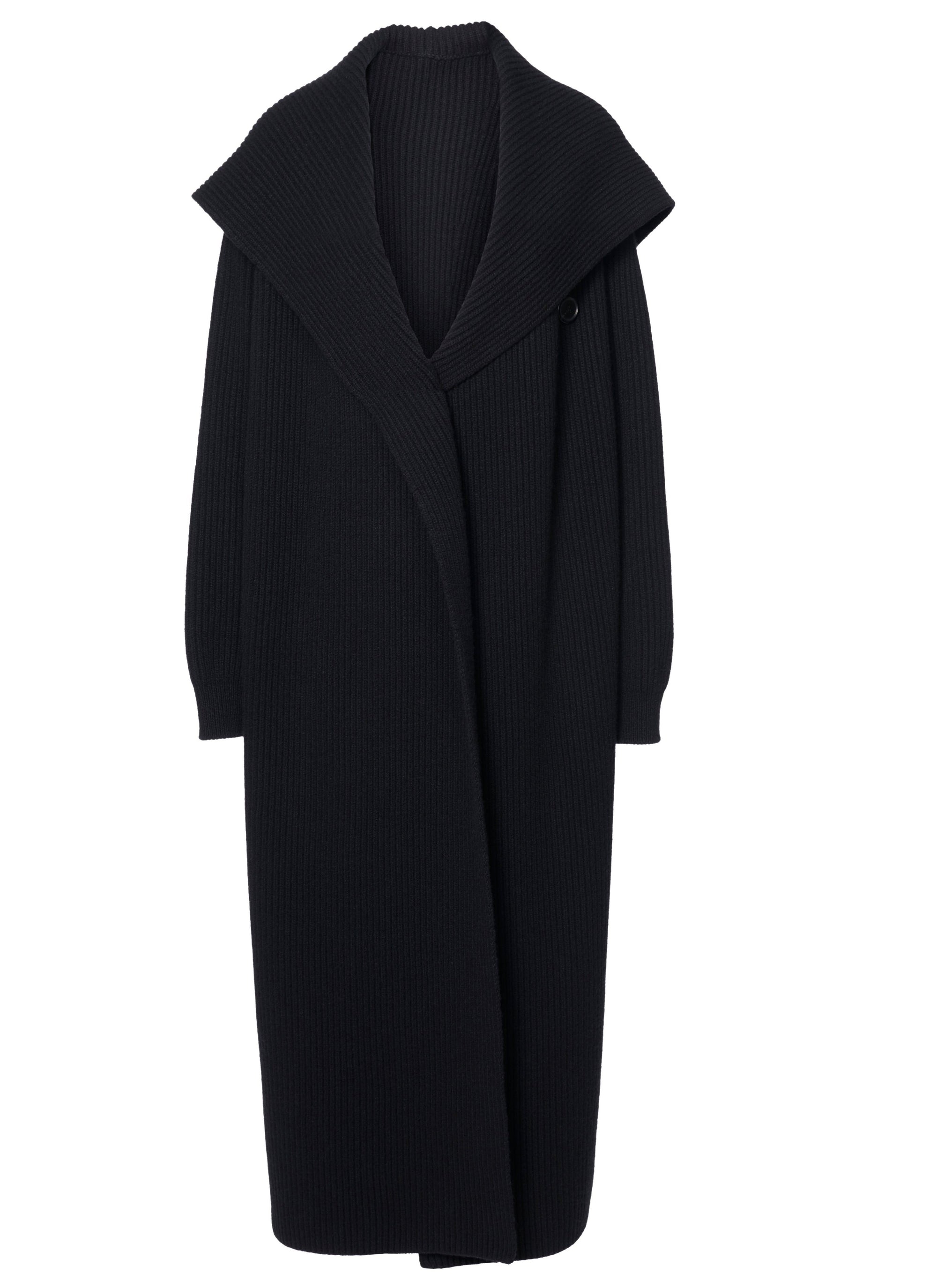 Manteau à capuche en laine - Noir