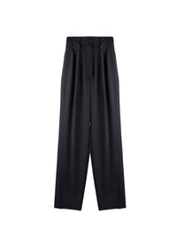 Pantalon à coupe large Grain de poudre en laine - Nuit