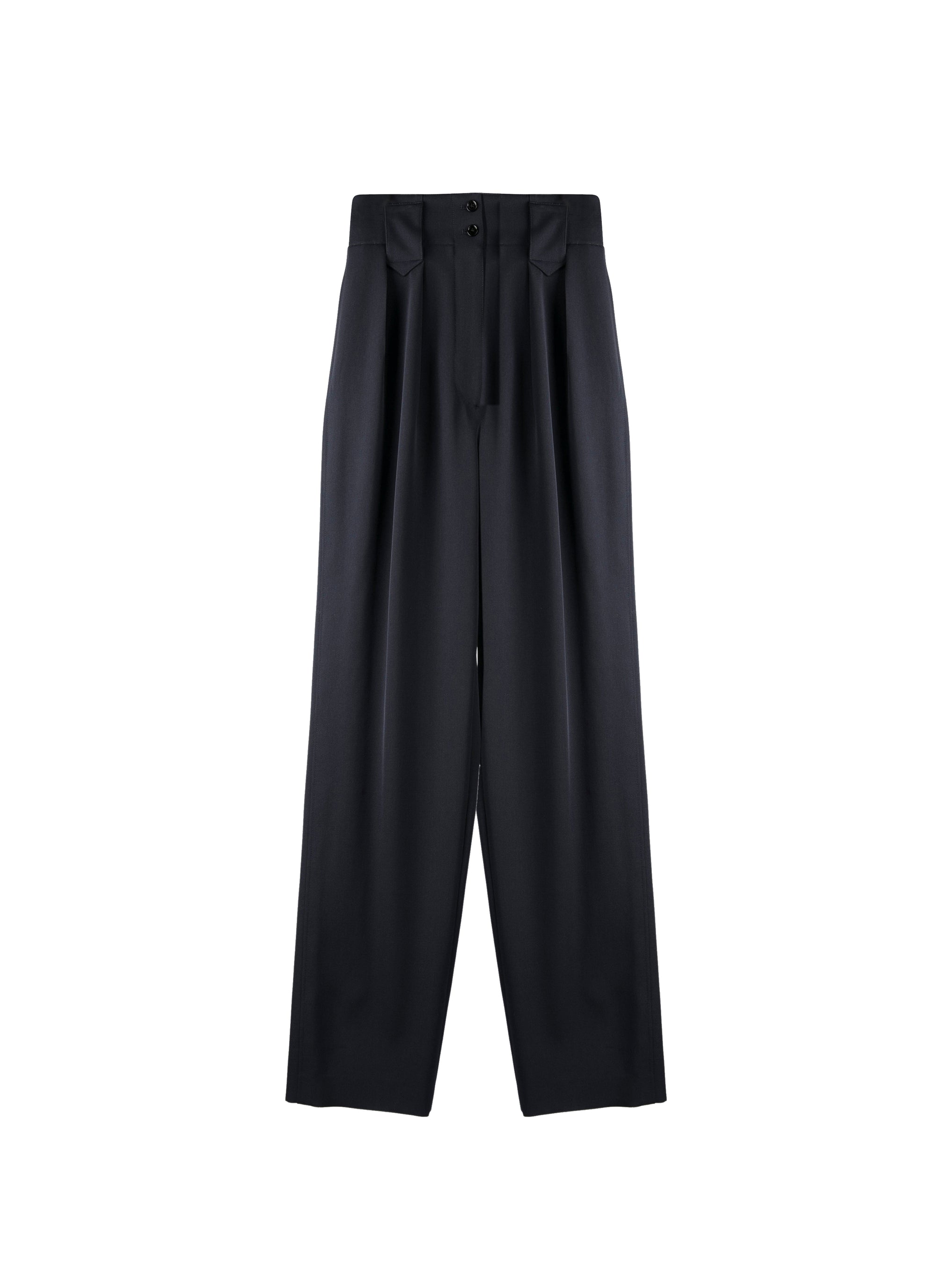 Pantalon à coupe large Grain de poudre en laine - Nuit
