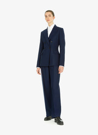 Pantalon droit à taille haute en laine - Noir