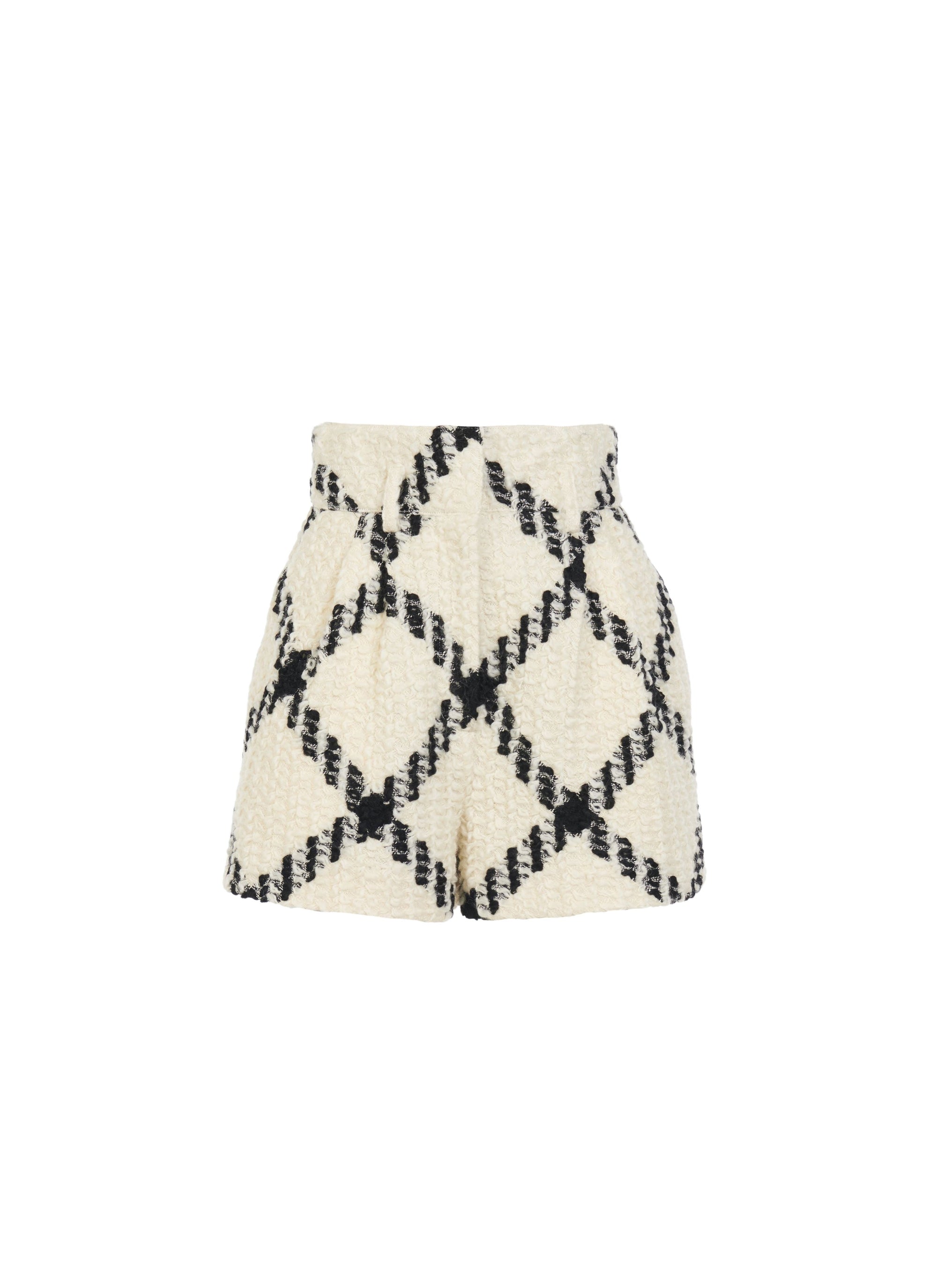 Short taille haute en laine - Blanc & Noir