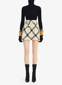 Short taille haute en laine - Blanc & Noir