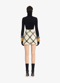 Short taille haute en laine - Blanc & Noir