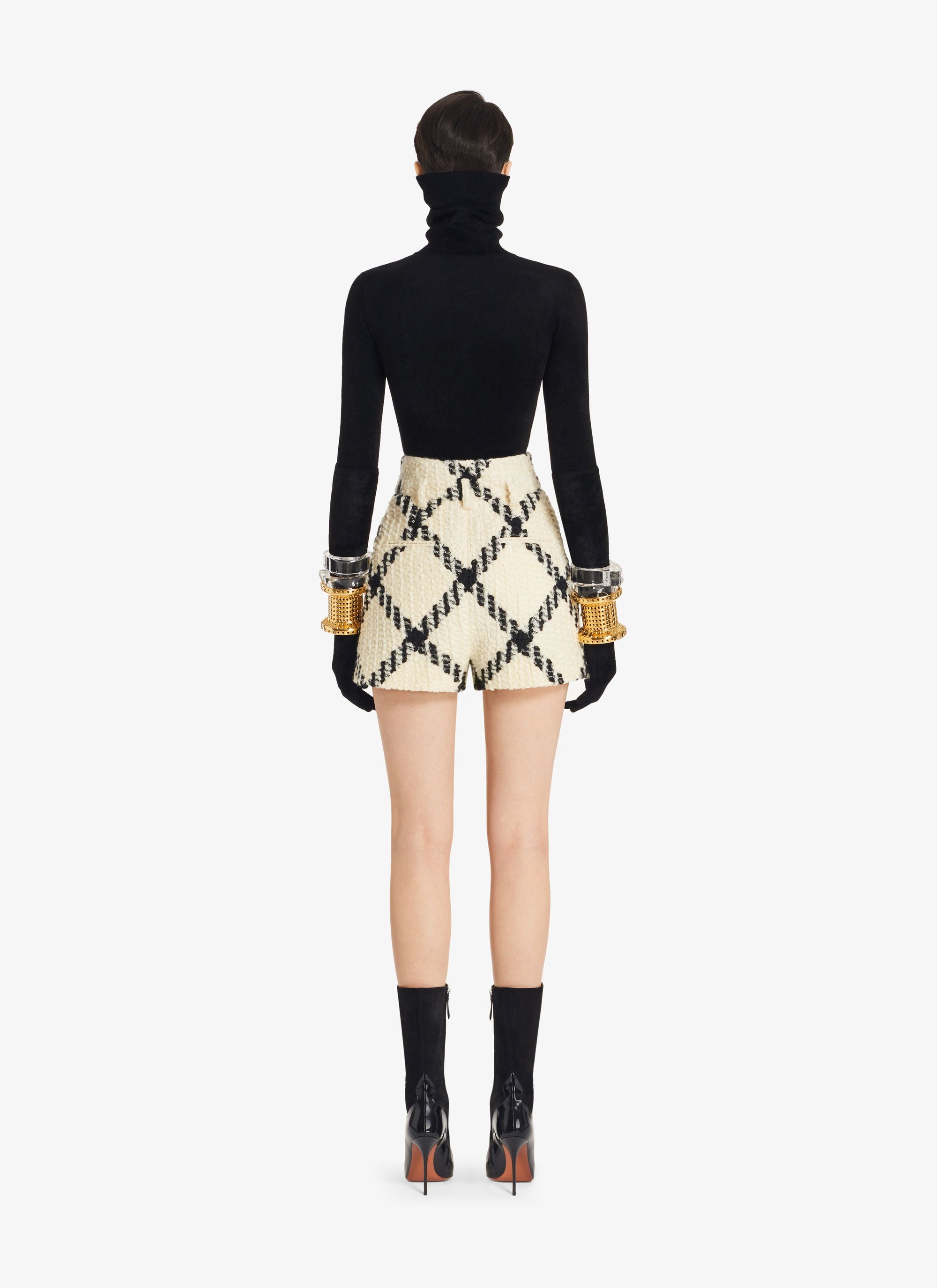 Short taille haute en laine - Blanc & Noir