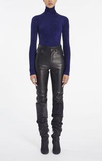 Pantalon taille haute en cuir - Noir Alaïa