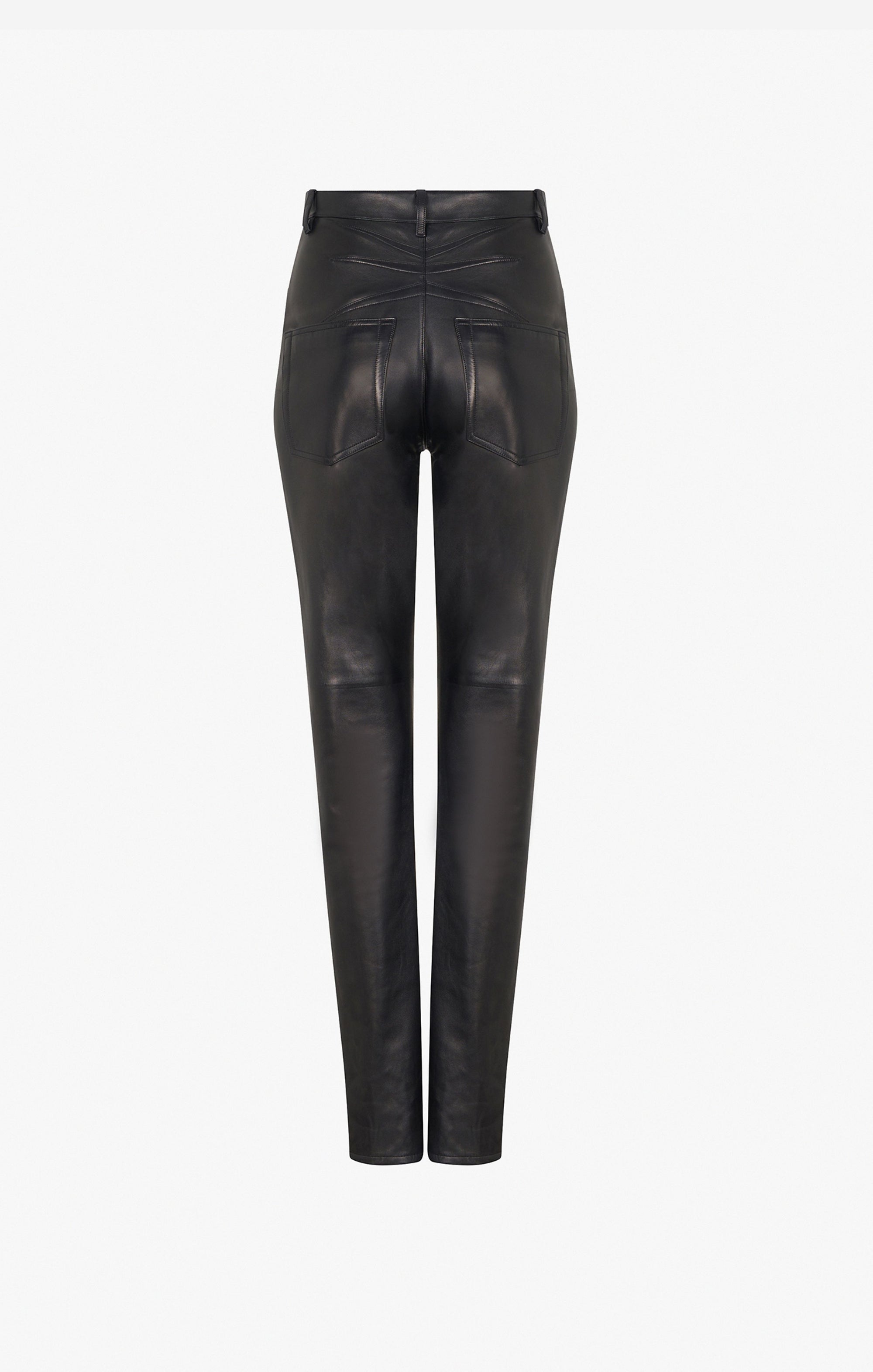Pantalon taille haute en cuir - Noir Alaïa