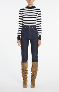 Pantalon taille haute - Bleu Denim