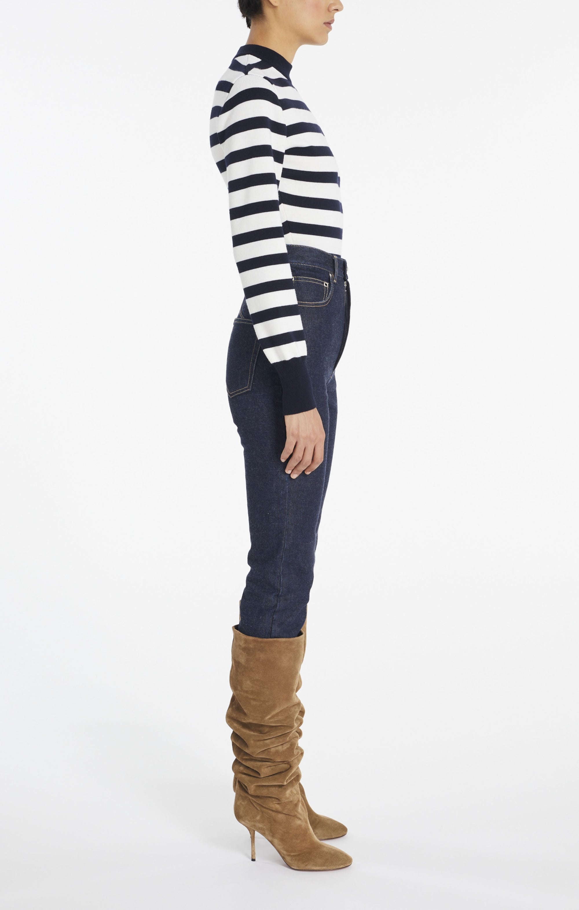 Pantalon taille haute - Bleu Denim