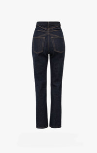 Pantalon taille haute - Bleu Denim