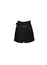 Short ceinture en cuir - Noir