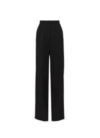 Pantalon taille haute ajusté en laine - Noir Alaïa