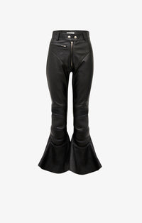 Pantalon en cuir mat en cuir - Noir Alaïa