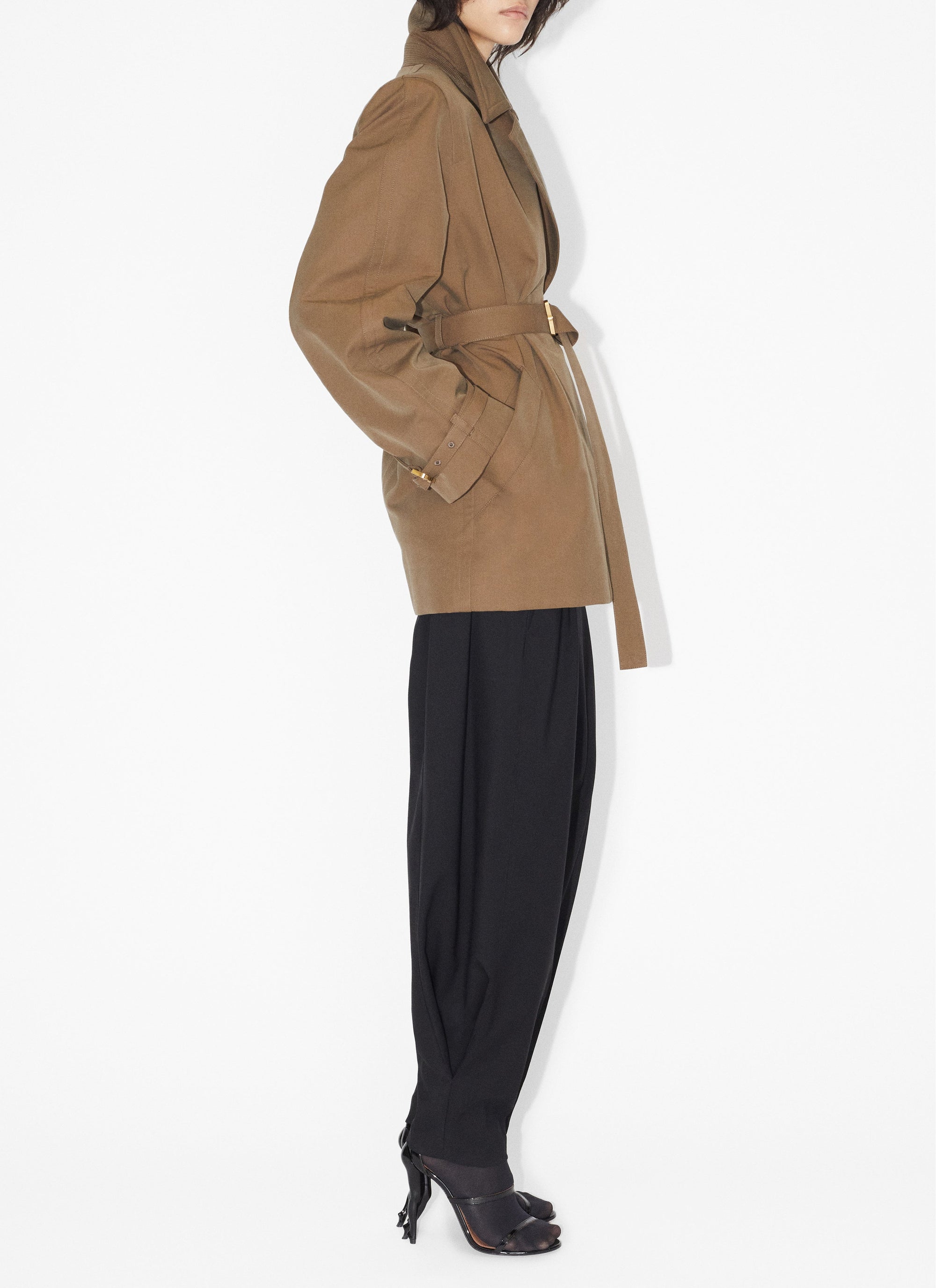 Pantalon ample en chevron de laine - Noir Alaïa