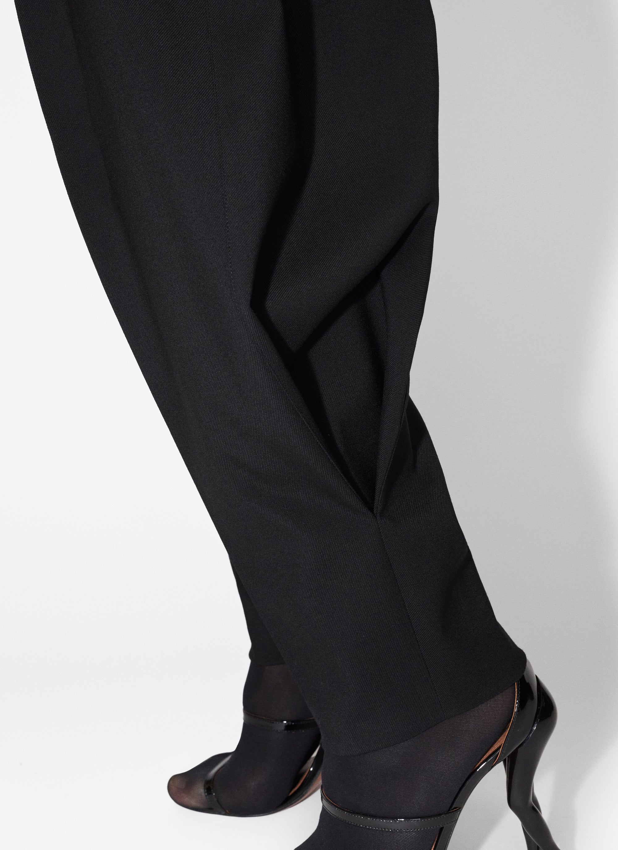 Pantalon ample en chevron de laine - Noir Alaïa