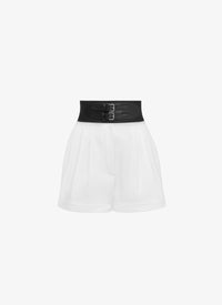 Corset Waistband Shorts - White
