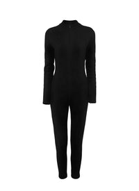 Wool blend zip-up jumpsuit - Black