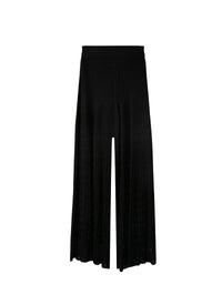 Flowing rib knit trousers - Black