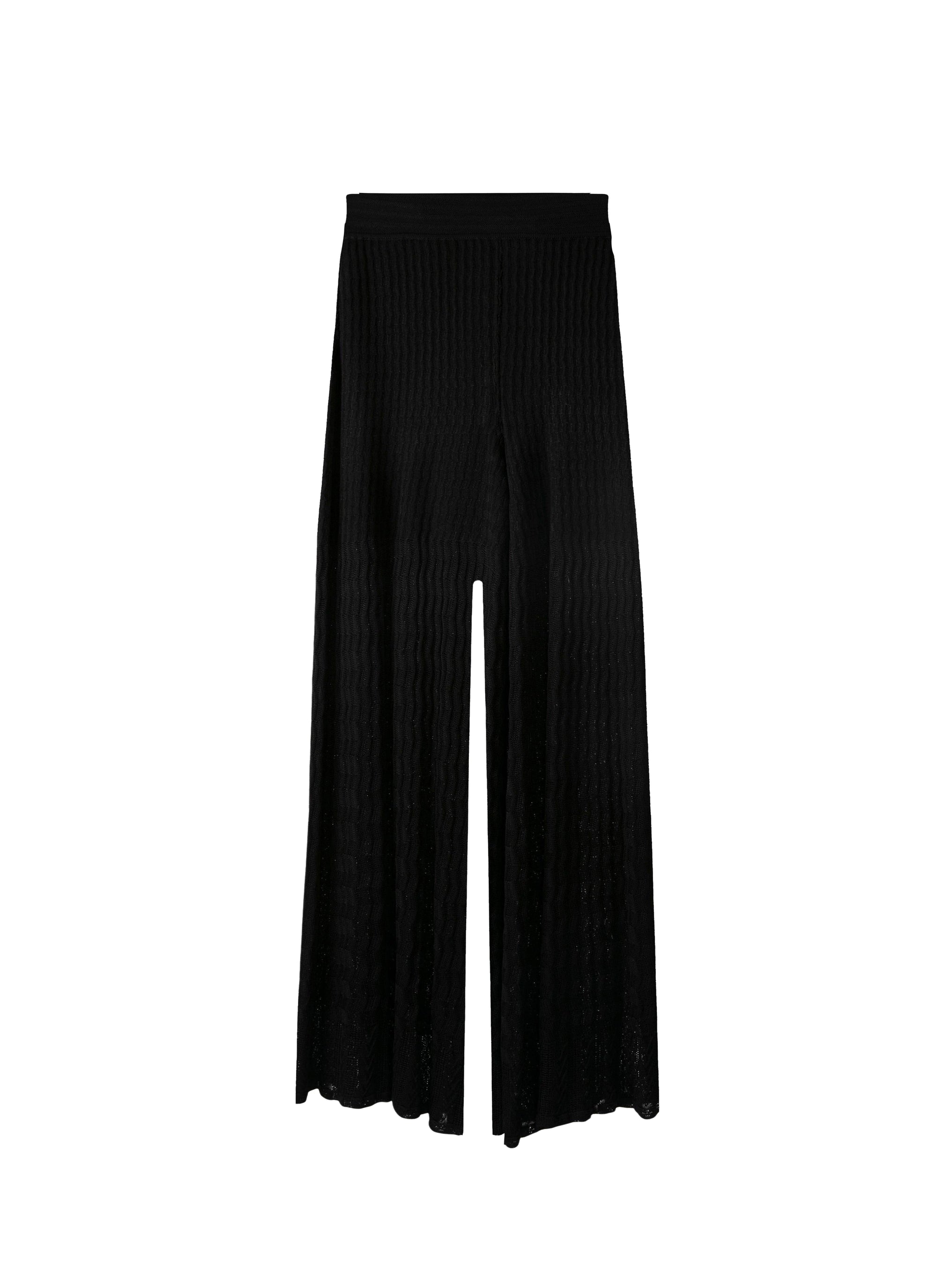 Flowing rib knit trousers - Black
