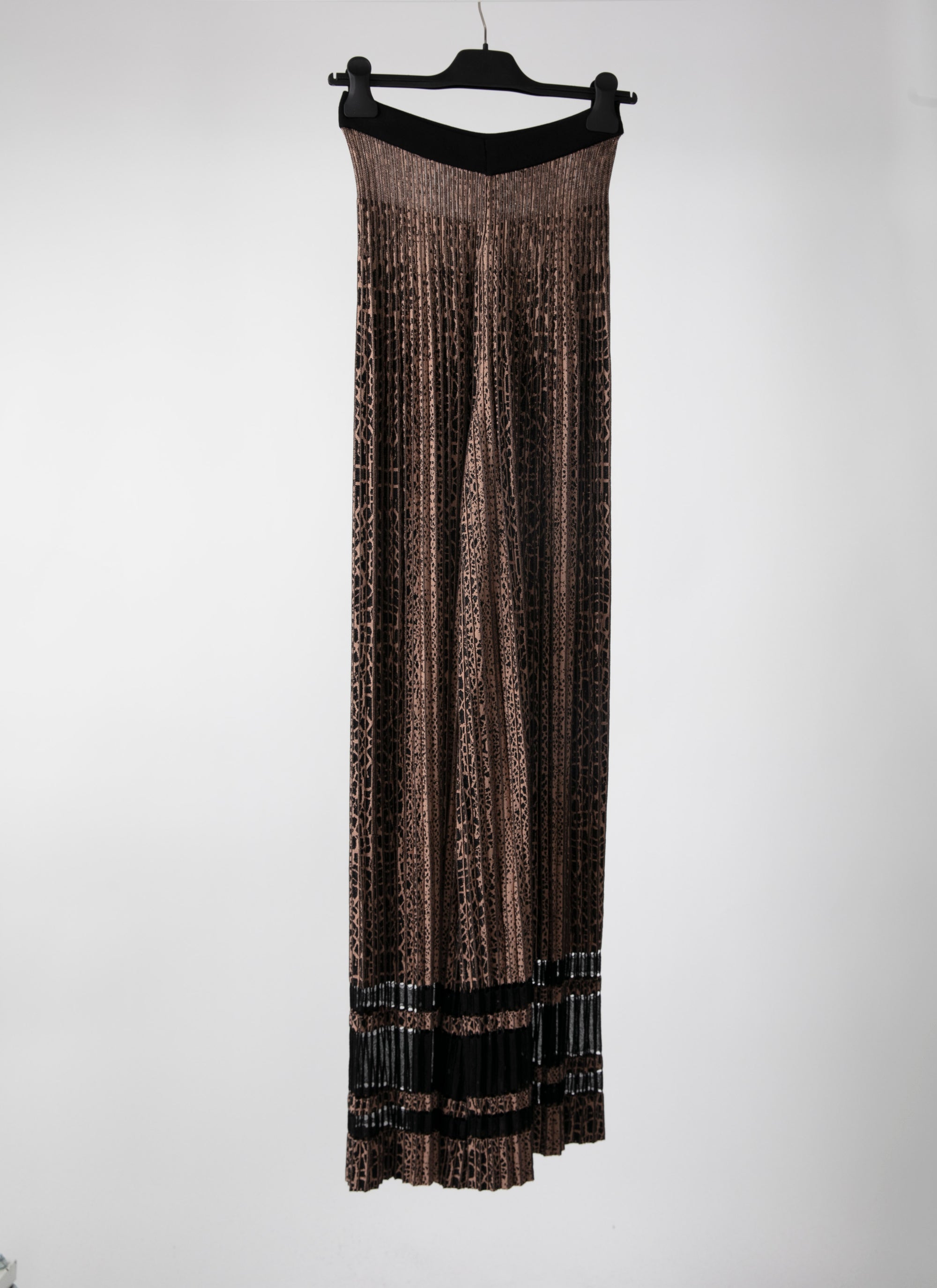 Pantalon large plissé imprimé animalier - Noir & Chair
