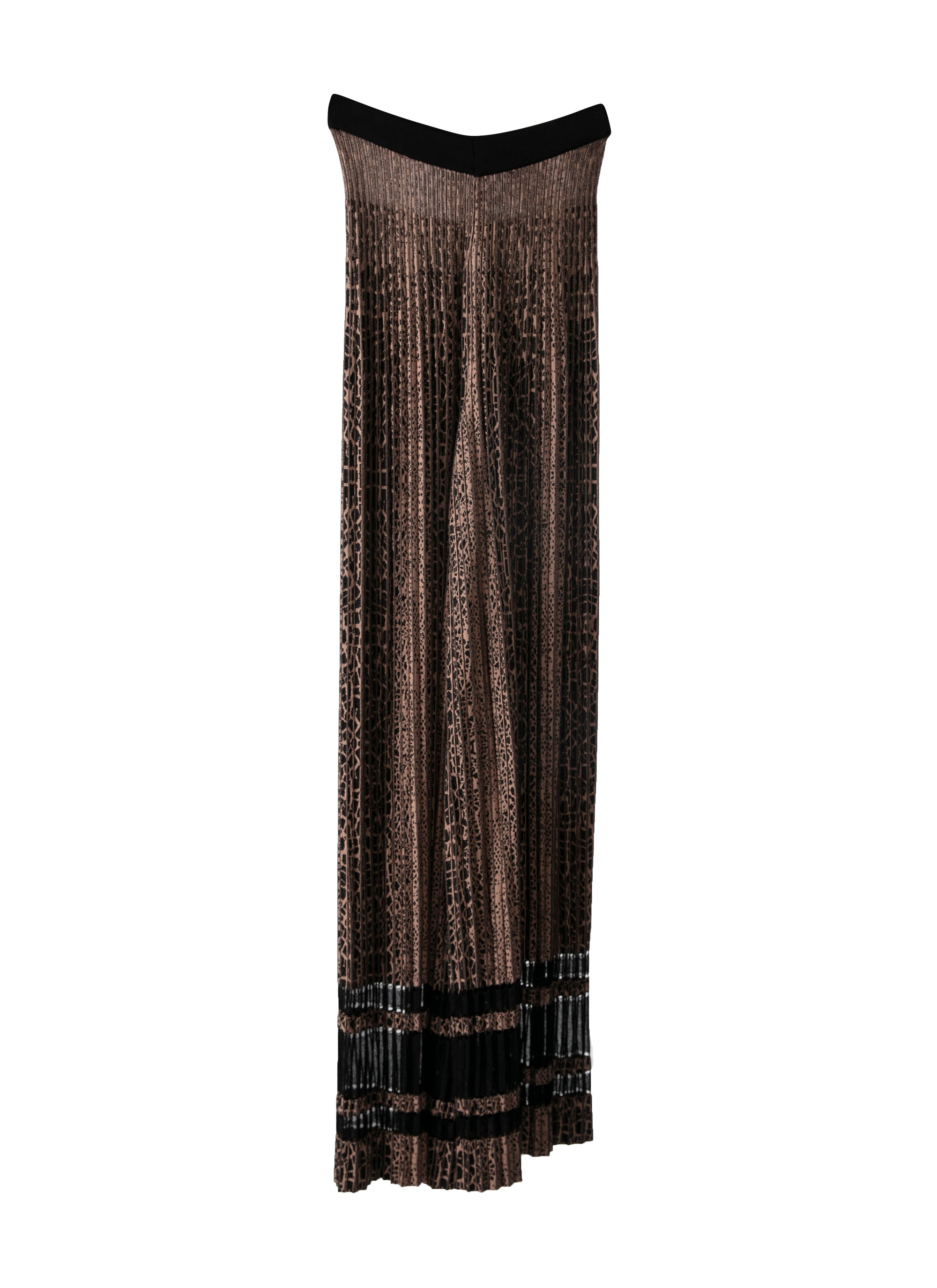 Pantalon large plissé imprimé animalier - Noir & Chair
