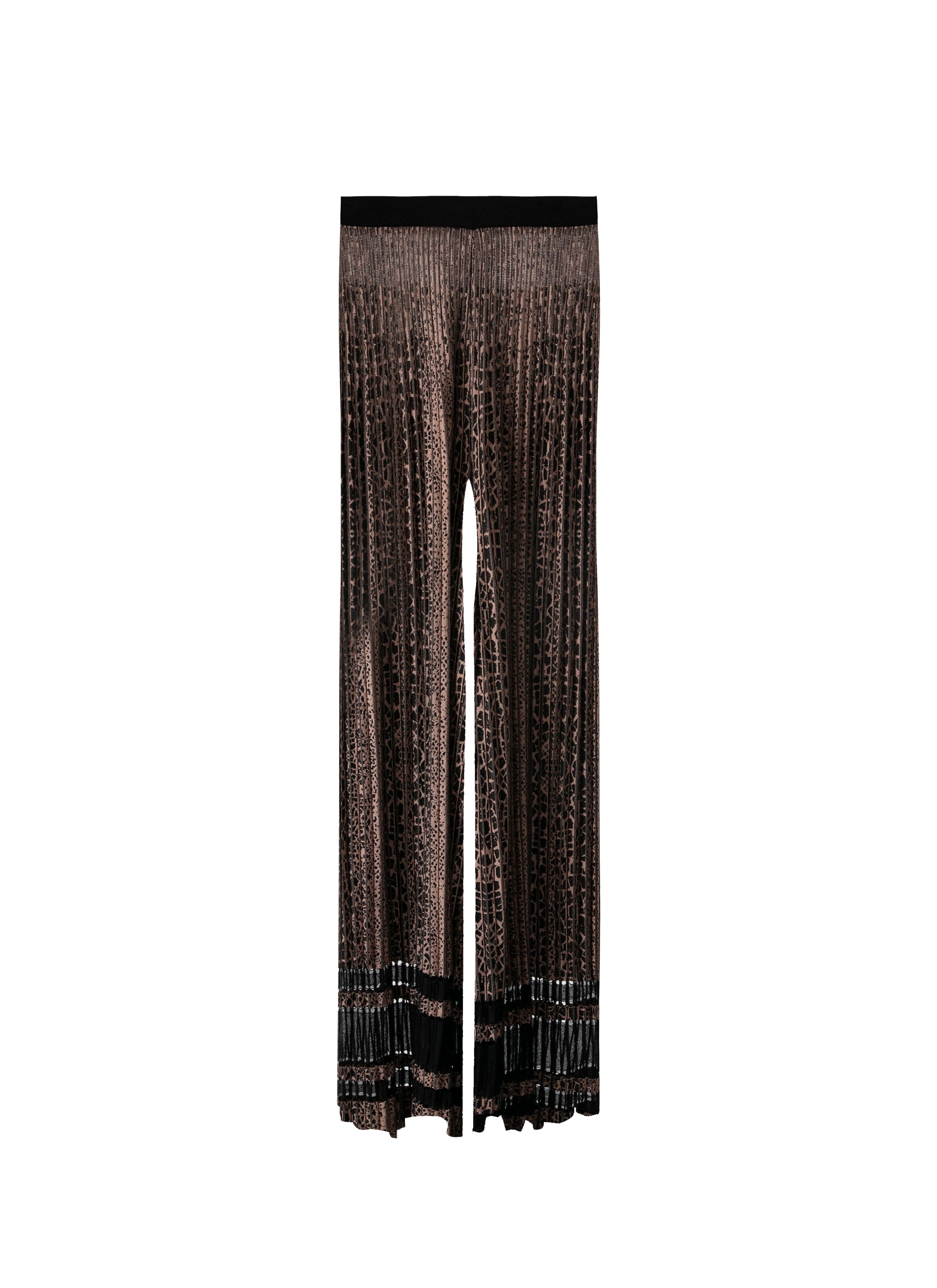 Pantalon large plissé imprimé animalier - Noir & Chair