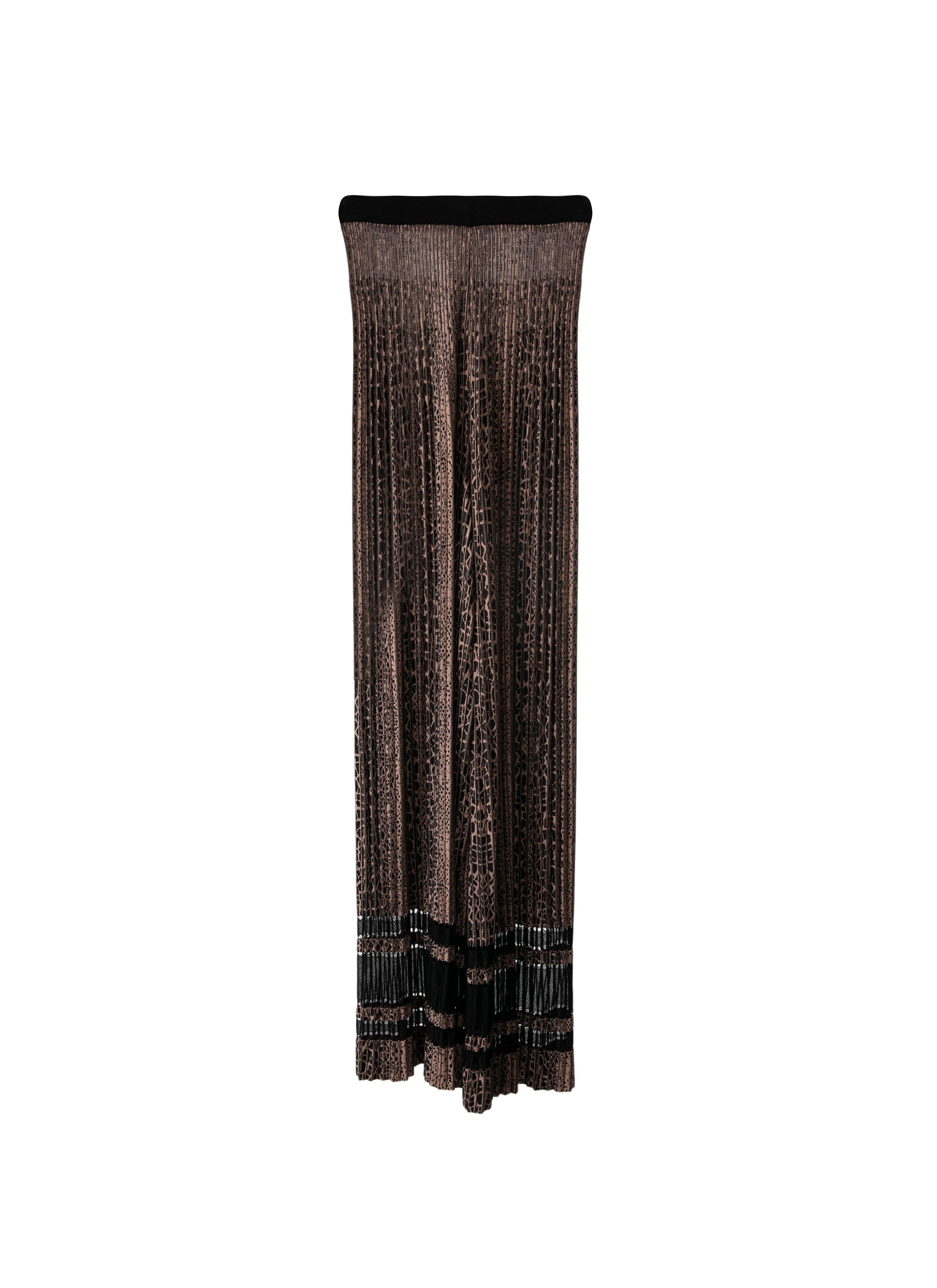 Pantalon large plissé imprimé animalier - Noir & Chair