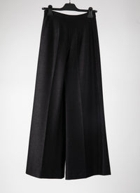 Wide-leg trousers with side closure - Black intense
