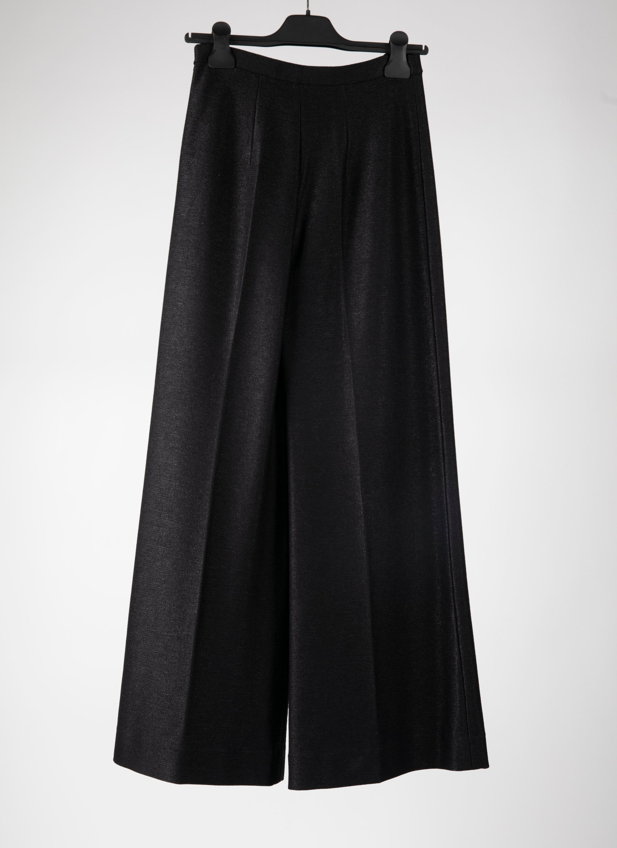 Wide-leg trousers with side closure - Black intense