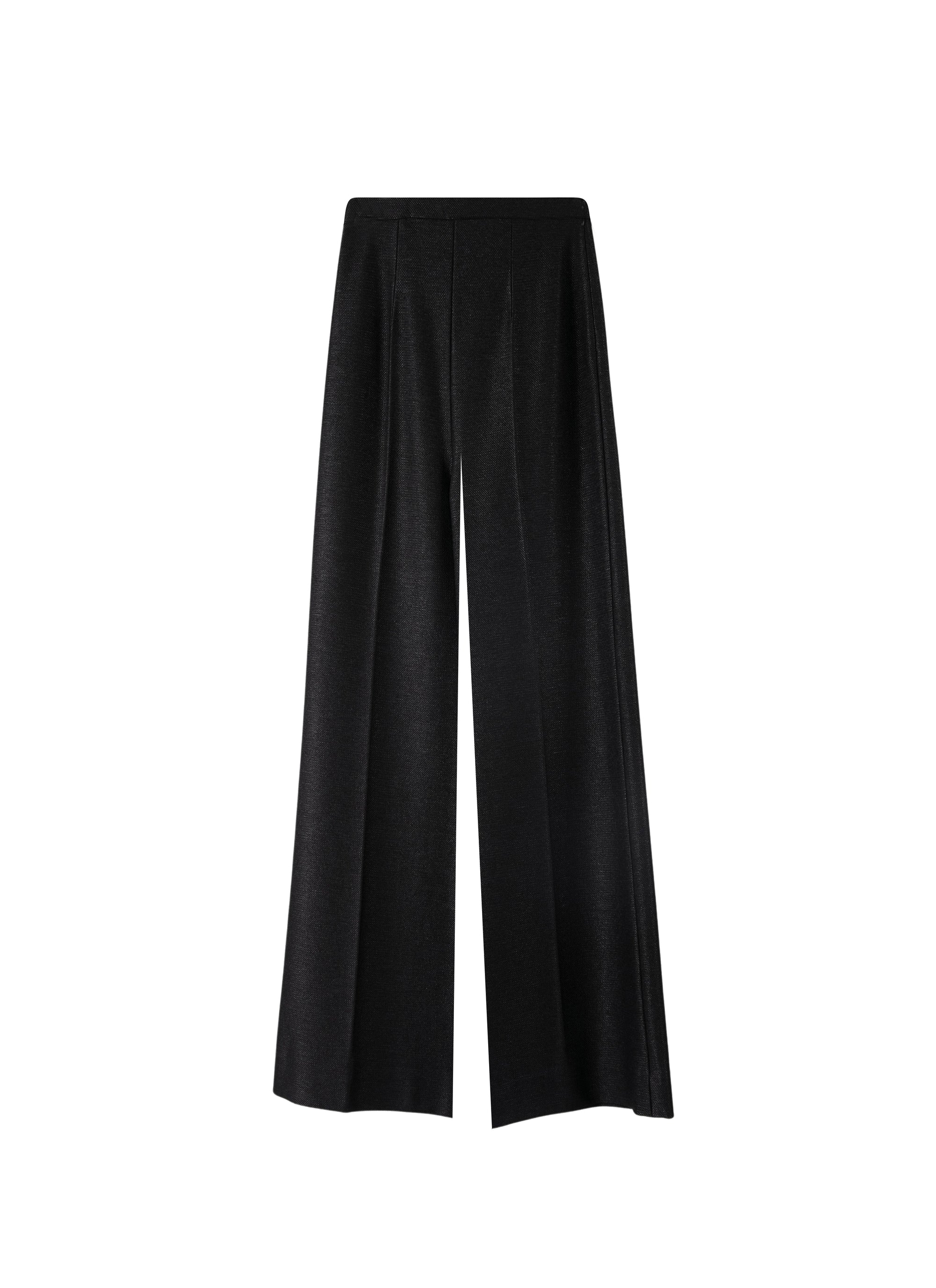 Wide-leg trousers with side closure - Black intense