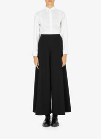 Pantalon structuré à taille haute en laine - Noir